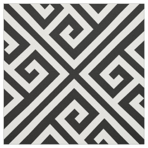 Tissu Clé grecque noire et blanche Grande échelle