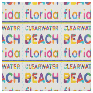 Tissu Clearwater Beach, Floride. Motif de texte coloré