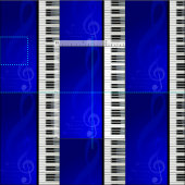 Tissu Clés de piano avec les notes musicales d'effet (Carreau)