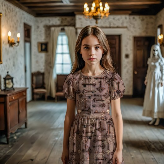 Tissu Clés Vintages hantées Dusk