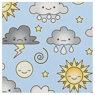 Tissu Climat des nuages météorologiques de Cute Kawaii