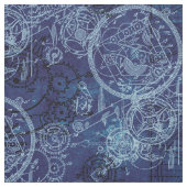 Tissu Clockwork Collage Indigo (Échantillon)
