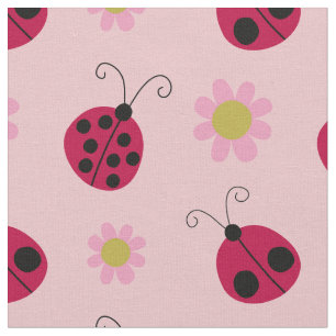 Tissu Coccinelles et fleurs