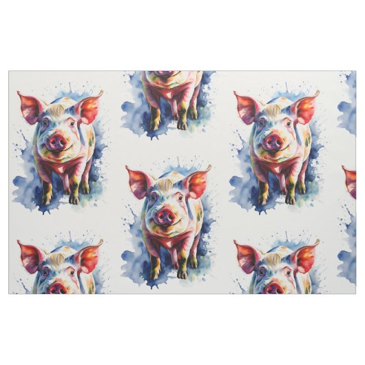 Tissu Cochon d'aquarelle coloré (Fat Quarter)