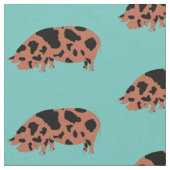 Tissu Cochon de KuneKune sur Turquoise (Fermer)