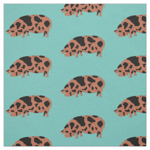 Tissu Cochon de KuneKune sur Turquoise