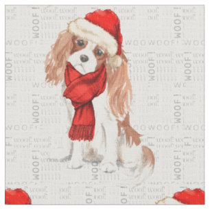 Tissu Cocker de Noël Spaniel Chien Woof Word Art