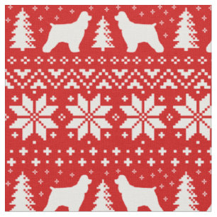Tissu Cocker Spaniel Chien Silhouettes Noël