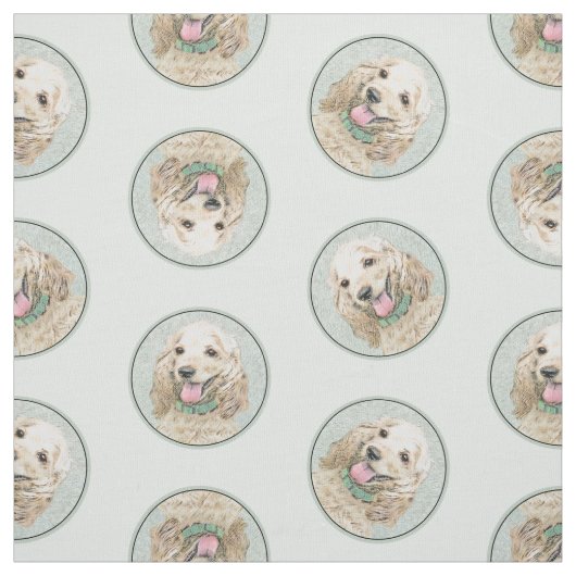 Tissu Cocker Spaniel Peinture Buff Gold Original Chien A (Échantillon)
