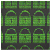 Tissu Code de l'ordinateur de cadenas - Vert sur noir (Échantillon)