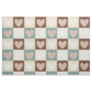 Tissu Cœur à Damier Grille