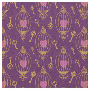 Tissu Coeur-clé-motif
