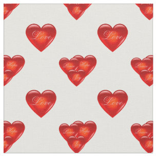Tissu coeur/coeur rouge/amour/joie/paix/espoir - blanc
