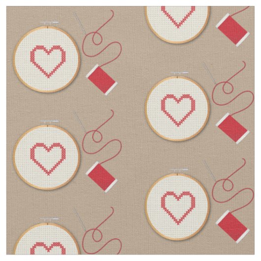 Tissu Coeur cousu croisé (Fermer)