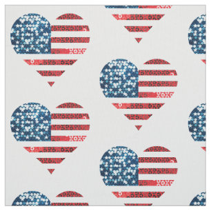 tissu coeur de drapeau usa