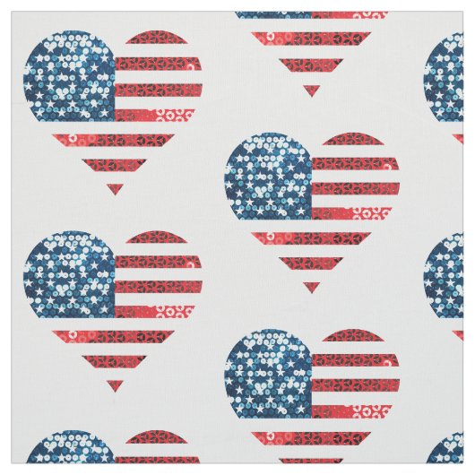tissu coeur de drapeau usa (Échantillon)