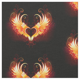 Tissu Coeur de feu ange avec ailes