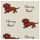 Tissu Coeur doux rouge de teckel (Fermer)