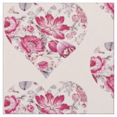 Tissu Coeur floral rouge (Fermer)