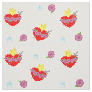 Tissu Coeur immaculé de Marie Roses et Arrière - plans b