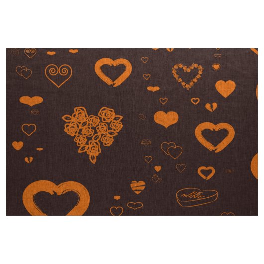 Tissu Coeur mignon Moderne Orange (Yard)