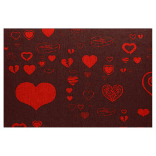 Tissu Coeur mignon Moderne Orange Rouge