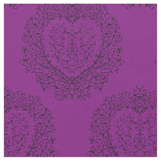 Tissu Coeur noir gothique violet (Fermer)