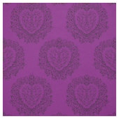 Tissu Coeur noir gothique violet (Échantillon)