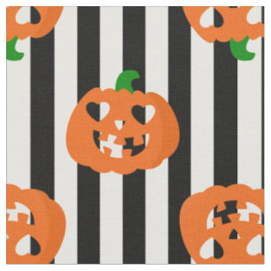 Tissu cœur orange d'Halloween citrouille rayé