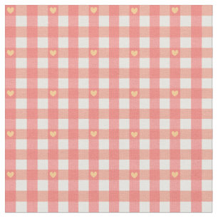 Tissu Coeur rose En vichy