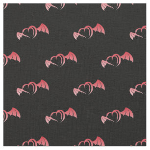 Tissu Coeur volant à pente rouge