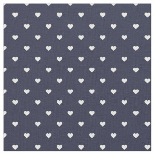 Tissu Coeurs à points Polka bleu marine