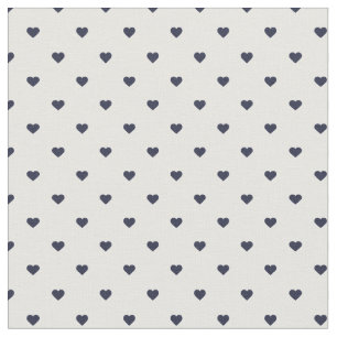 Tissu Coeurs à points Polka bleu marine