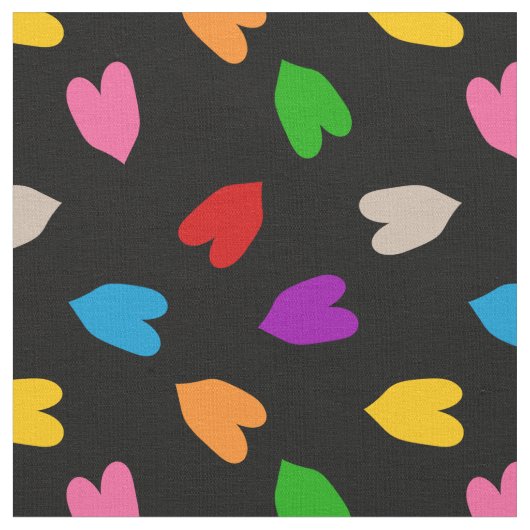 Tissu Cœurs Amour Colorés Motif Design Noir (Fermer)