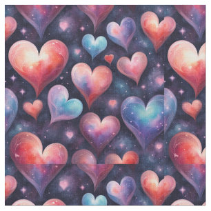 Tissu Coeurs aquarelle Art