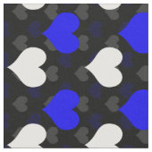 Tissu Cœurs Blancs Bleus Noirs (Fermer)