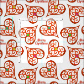 Tissu Coeurs blancs et rouges élégants tourbillons boho  (Carreau)