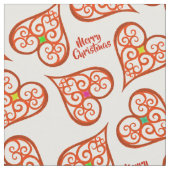 Tissu Coeurs blancs et rouges élégants tourbillons boho  (Fermer)