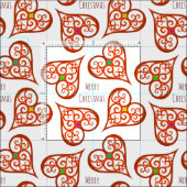 Tissu Coeurs blancs et rouges élégants tourbillons boho  (Carreau)