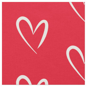 Tissu Coeurs blancs modernes, Arrière - plan rouge,
