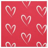 Tissu Coeurs blancs modernes, Arrière - plan rouge, (Échantillon)