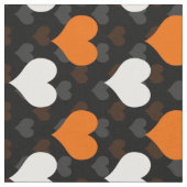 Tissu Cœurs blancs orange Noirs  (Fermer)