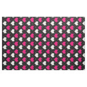 Tissu Cœurs Blancs Roses Noirs (Fat Quarter)