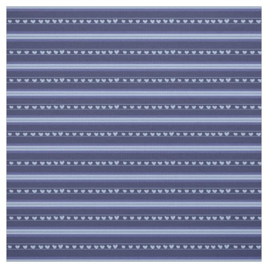 Tissu Cœurs bleu foncé et bleu clair à rayures (Échantillon)
