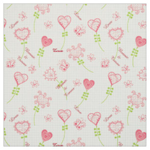 Tissu Coeurs d'amour fleurissant 2