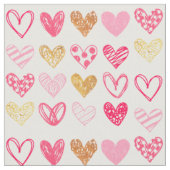Tissu - Coeurs d'amour rose et or (Fermer)