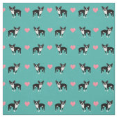 Tissu Coeurs d'amour roses de Boston Terrier (Échantillon)
