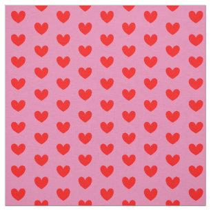Tissu Coeurs d'amour rouge sur rose mignon