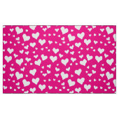Tissu Coeurs de balaie blanche sur Fuchsia rose (Fat Quarter)