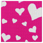 Tissu Coeurs de balaie blanche sur Fuchsia rose (Fermer)